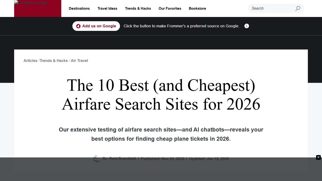 Frommers The 10 Best (and Cheapest) Airfare Search Sites for 2026